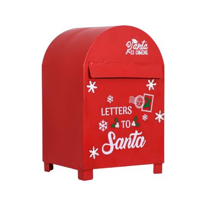 КОЛЕДНА МЕТАЛНА ДЕКОРАТИВНА ПОЩЕНСКА КУТИЯ FL025 ЧЕРВЕНО-БЯЛА 23X20X36СМ