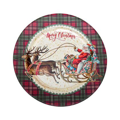 КОЛЕДНА ПЛАСТМАСОВА ЧИНИЯ FL14262 ЧЕРВЕНО-БЯЛО-КАФЯВО 33X2СМ