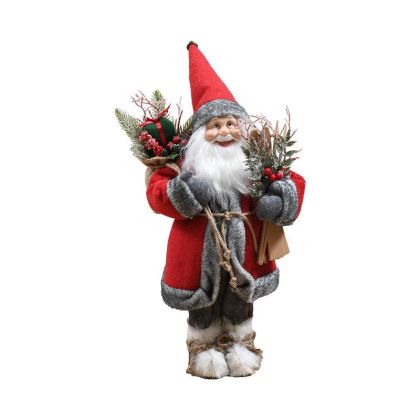 КОЛЕДНА ФИГУРА ДЯДО КОЛЕДА FL4009 ЧЕРВЕН ЦВЯТ 28X18X45СМ