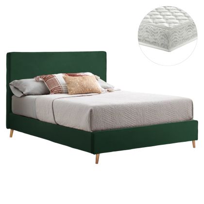 ЛЕГЛО С МАТРАК INDRA HM21280.04 КИПАРОСОВО ЗЕЛЕНО КАДИФЕ - МАТРАК 160X200СМ