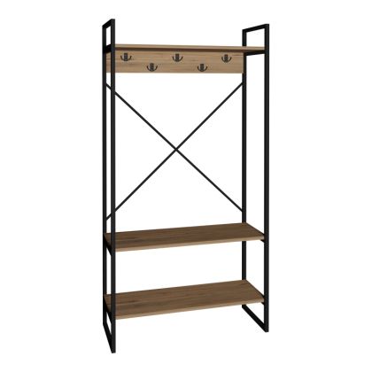 МЕБЕЛ ЗА АНТРЕ LEVENTO, ДЪБ, С ЧЕРНА МЕТАЛНА РАМКА, 88X34X180 СМ