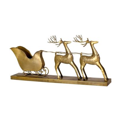 МЕТАЛЕН ДЕКОРАТИВЕН СЕВЕРЕН ЕЛЕН С ШЕЙНА FL1981 ЗЛАТИСТ ЦВЯТ 78X12X36СМ