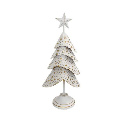 МЕТАЛНА КОЛЕДНА ЕЛХА FL267 БЯЛО-БЕЖОВ ЦВЯТ 26X15X59СМ