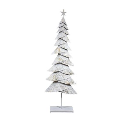 МЕТАЛНА КОЛЕДНА ЕЛХА FL674 БЯЛО-БЕЖОВ ЦВЯТ 85X24X249