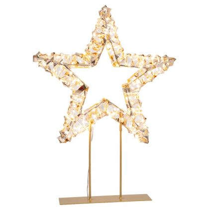 ОСВЕТЕНА ДЕКОРАТИВНА ЗВЕЗДА НА ЗЛАТНА ОСНОВА 39X11X46CM С 600 ТОПЛО БЕЛИ LED IP44