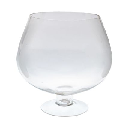 ПРОЗРАЧНА СТЪКЛЕНА ВАЗА КОНЯК, 19X20 СМ