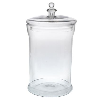 ПРОЗРАЧНА СТЪКЛЕНА ВАЗА С КАПАК 22X41 СМ