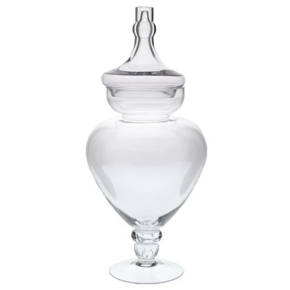 ПРОЗРАЧНА СТЪКЛЕНА ВАЗА С КАПАК 22X55 СМ