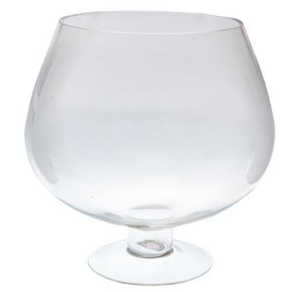 ПРОЗРАЧНА СТЪКЛЕНА ВАЗА С ЦВЕТЕН КАПАК, 25X27 СМ