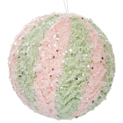 РОЗОВО ЗЕЛЕНА КОЛЕДНА ВИСУЛКА ТОПКА 12 СМ