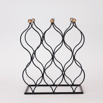 СТОЙКА ЗА ВИНО ЗА МАСА, МЕТАЛ, ЧЕРНО-НАТУРАЛЕН, 34X19.5X40.5 СМ