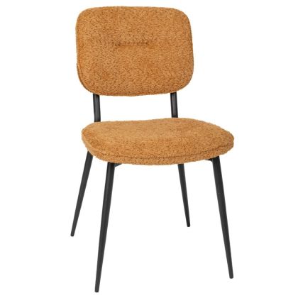 СТОЛ BLOSSOM BLISS С ГОРЧИЦА БУКЛЕ И ЧЕРНИ МЕТАЛНИ КРАКА 60X47X84 СМ