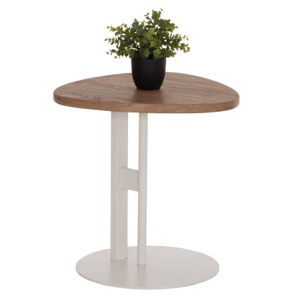 СТРАНИЧНА МАСА ОВАЛА ALPER HM18328 MDF В СОНАМА - МЕТАЛНА ОСНОВА В БЯЛО 50X50X51ВСМ.