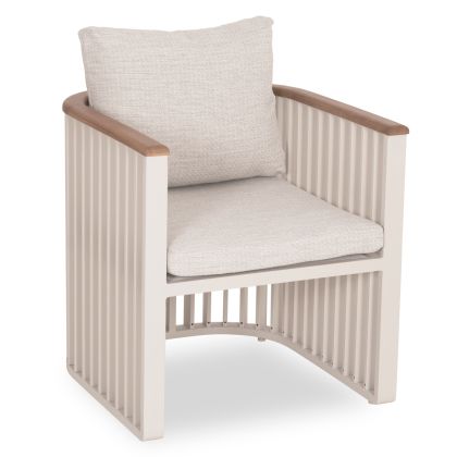 АЛУМИНИЕВО КРЕСЛО ETERNITY СЕРИЯ SM6174.01 ЦВЯТ СЛОНОВА КОСТ - БЕЖОВО С ВЪЗГЛАВНИЦИ 65X72X84H