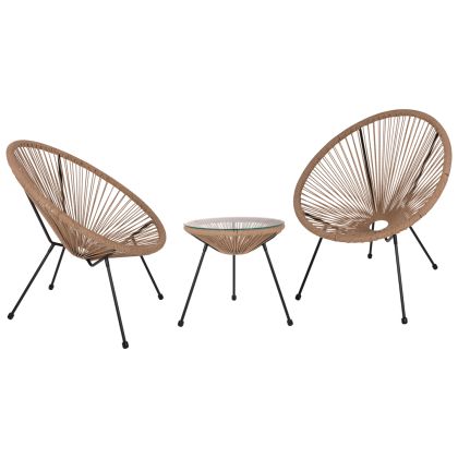 ГРАДИНСКИ КОМПЛЕКТ МАСА И 2 КРЕСЛА HM21100 -МЕТАЛ И ВЪЖЕ