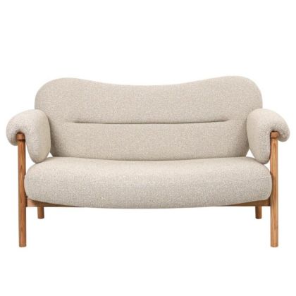 ДВУМЕСТЕН ДИВАН ОТ ЕСТЕСТВЕНО ДЪРВО С КРЕМАВА ВЪЗГЛАВНИЦА 145X80X83CM