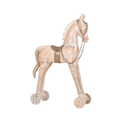 ДЕКОРАТИВЕН КОН ВЪВ ВИНТИДЖ СТИЛ FL6562 БЯЛ АНТИЧЕН ЦВЯТ 38x13x60см