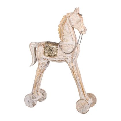 ДЕКОРАТИВЕН КОН ВЪВ ВИНТИДЖ СТИЛ FL7002 БЯЛ АНТИЧЕН ЦВЯТ 39x15x71см