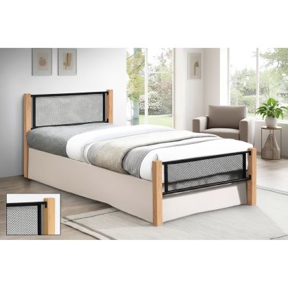 ЕДИНИЧНО ЛЕГЛО NET ЗА МАТРАК 90X190 СМ, ЧЕРНО БОЯДИСАН МЕТАЛ, ЕСТЕСТВЕНО ДЪРВО