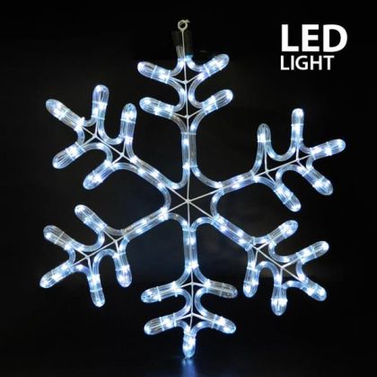 ГОЛЯМА СВЕТЕЩА ВЪНШНА ДЕКОРАЦИЯ, SNOWFLAKE, WHITE FLASH LED, WITH 6 M. ROPE LIGHT, LED, 59x50 cm. IP44
