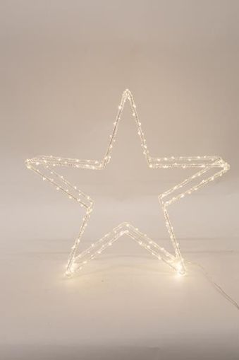 АКРИЛНА ЗВЕЗДА, АДАПТЕР 3,5V, 120 ТОПЛО БЯЛ МИНИ LED, КАБЕЛ 5М, 46X8,5X46СМ, IP44