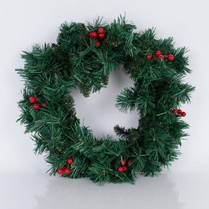 ЗЕЛЕН ВЕНЕЦ PVC С ПЛОДОВЕ, 60 СМ