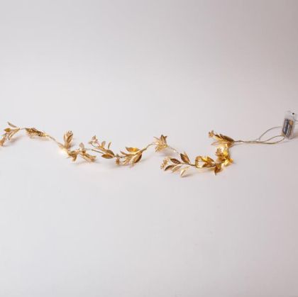 ЗЛАТИСТ ГИРЛЯНД 150 СМ, 16 ТОПЛО БЕЛИ LED, КУТИЯ ЗА БАТЕРИИ 3XAA, ТАЙМЕР, ЗАХРАНВАЩ КАБЕЛ 30 СМ, IP20