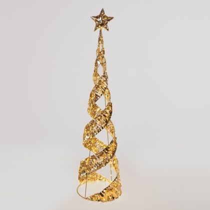 ЗЛАТИСТ КОНУС ЗА ЕЛХА СЪС ЗВЕЗДА НА ВЪРХА 120 СМ, 300 МИНИ LED, 4,5V АДАПТЕР, ТАЙМЕР, СРЕБЪРНА МЕДНА ЖИЦА, ТОПЛО БЯЛ LED, ЖИЦА 5 М, IP44