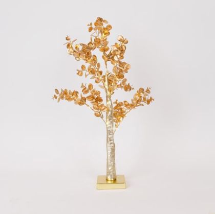 ЗЛАТИСТО ЕВКАЛИПТОВО ДЪРВО 60 СМ, КУТИЯ ЗА БАТЕРИИ 3XAA, ТАЙМЕР, 40 МИНИ LED ТОПЛО БЯЛО, IP20