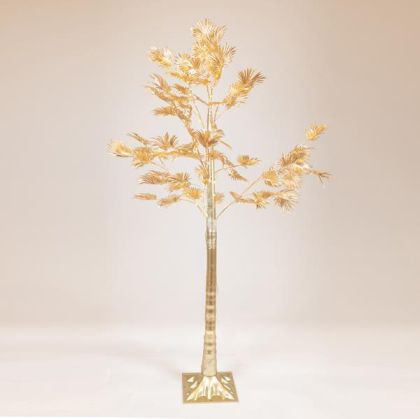 ЗЛАТНО ДЪРВО С ПАЛМОВИ ЛИСТА 1,5 М, 4,5 V АДАПТЕР, 110 В ТОПЛО БЯЛ МИНИ LED, КАБЕЛ 3 М, IP44