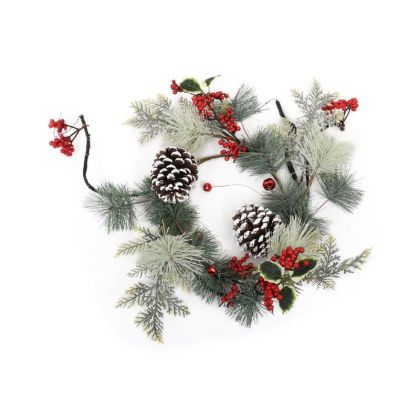 КОЛЕДЕН ВЕНЕЦ ЗЕЛЕНО-ЧЕРВЕН 35см