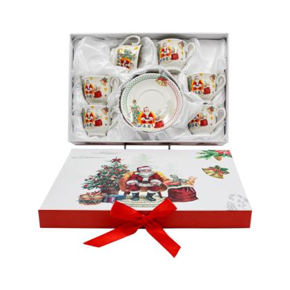 КОЛЕДЕН КЕРАМИЧЕН КОМПЛЕКТ ЗА КАФЕ 6 ЧАСТИ В КУТИЯ FL90808 6x6 см