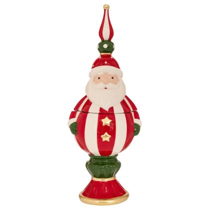 КОЛЕДЕН МНОГОЦВЕТЕН КЕРАМИЧЕН БУРКАН ЗА БИСКВИТКИ С ДЯДО КОЛЕДА 18X15,5X47СМ