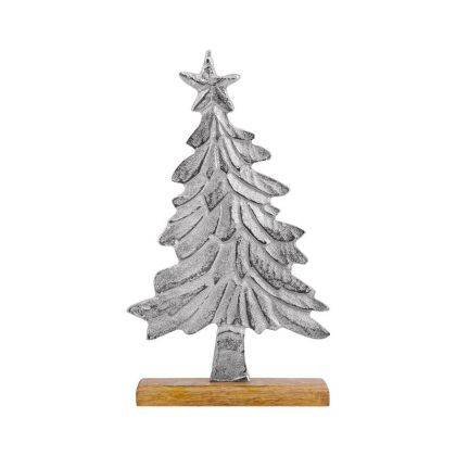 КОЛЕДНА ДЕКОРАТИВНА АЛУМИНИЕВА ЕЛХА FL0644 СРЕБЪРЕН ЦВЯТ 19x6x31см