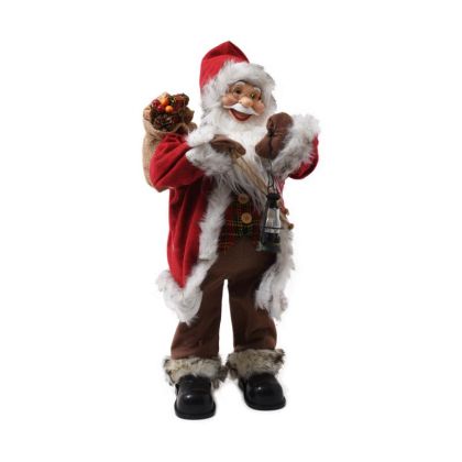 КОЛЕДНА ФИГУРКА ДЯДО КОЛЕДА С МУЗИКА ЧЕРВЕН ЦВЯТ 45см