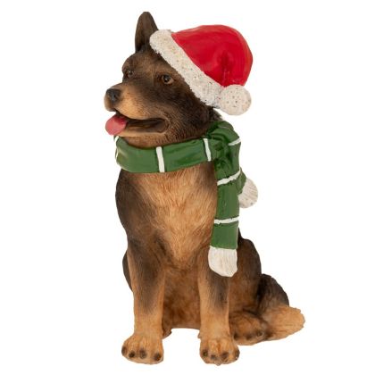 КОЛЕДНО КАФЯВО СЕДЯЩО КУЧЕ ОТ ПОЛИРЕЗИН С ЧЕРВЕНА ШАПКА 9,5X8X12,5 СМ