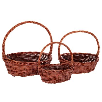 КОМПЛЕКТ 3 ОВАЛНИ РАТАНОВИ КОШНИЦИ С ДРЪЖКИ - РАЗМЕРИ -38Χ30Χ35 33Χ25Χ30 28Χ20Χ25 СМ