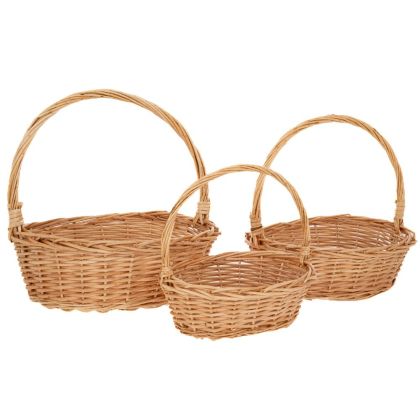 КОМПЛЕКТ 3 ОВАЛНИ РАТАНОВИ КОШНИЦИ С ДРЪЖКИ - РАЗМЕРИ -38Χ30Χ35 33Χ25Χ30 28Χ20Χ25 СМ