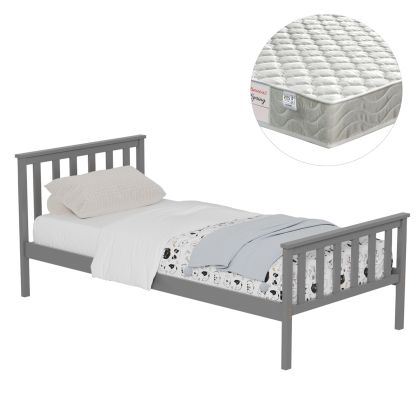 ЛЕГЛО С МАТРАК GIMLY HM21300.02 БОРОВА ДЪРВЕСИНА В СИВ ЦВЯТ ЗА МАТРАК 90X190СМ