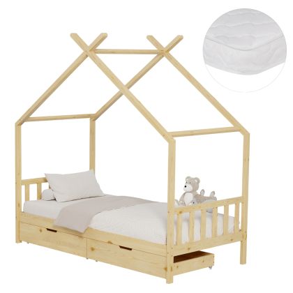 ЛЕГЛО С МАТРАК KLARICE HM21305 БОРОВА ДЪРВЕСИНА В ЕСТЕСТВЕН ДЪРВЕСЕН ЦВЯТ -- МАТРАК 90X190СМ