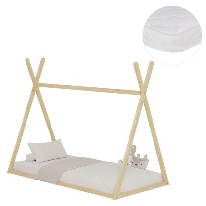 ЛЕГЛО С МАТРАК MUNK HM21306 БОРОВА ДЪРВЕСИНА В ЕСТЕСТВЕН ДЪРВЕСЕН ЦВЯТ -- МАТРАК 90X190СМ