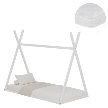 ЛЕГЛО С МАТРАК MUNK HM21306.01 БОРОВА ДЪРВЕСИНА В БЯЛ ЦВЯТ -- МАТРАК 90X190СМ