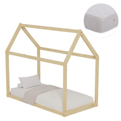 ЛЕГЛО С МАТРАК PEPE HM21303 БОРОВА ДЪРВЕСИНА В ЕСТЕСТВЕН ДЪРВЕСЕН ЦВЯТ -- МАТРАК 70X140СМ