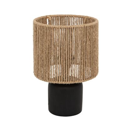 НАСТОЛНА ЛАМПА LEYDA КЕРАМИЧНА В ЧЕРНО-ЕСТЕСТВЕН ЦВЯТ D16X24СМ