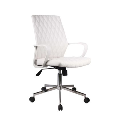 ОФИС СТОЛ 5568 БЯЛА ИЗКУСТВЕНА КОЖА 59*61*95/105