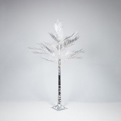 ПАПРАТОВО ДЪРВО СЪС СРЕБЪРНИ ЛИСТА 1,5 М, АДАПТЕР, 110 МИНИ СВЕТОДИОДА ТОПЛО БЯЛО, КАБЕЛ 3 М, IP44