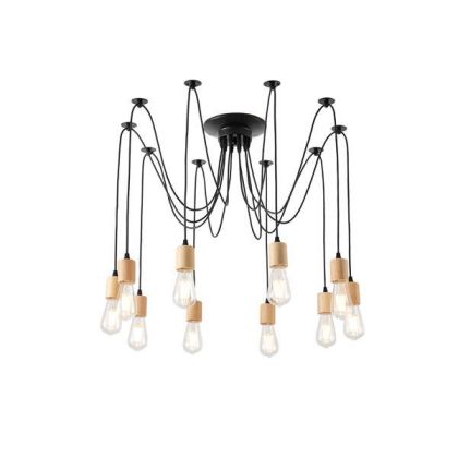 ПОЛИЛЕЙ ДЪРВО-МЕТАЛ 10 ЛАМПИ 10XΕ27 MAX15W 1000X1000X510MM ЧЕРНО ARTE ILLUMINA EDISON