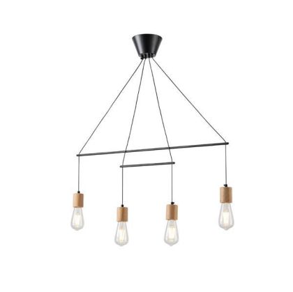 ПОЛИЛЕЙ ДЪРВО-МЕТАЛ 4 ЛАМПИ 4XΕ27 MAX15W930X120X1180MM ЧЕРНО ARTE ILLUMINA EDISON