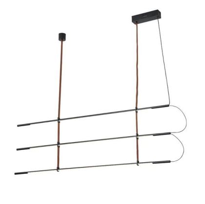 ПОЛИЛЕЙ МЕТАЛ, КОЖА, LED 3X25W 5250LM 3000K 1400X60X1200MM, ЧЕРНО, ARTE ILLUMINA LINEA