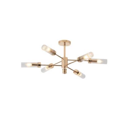 ПОЛИЛЕЙ МЕТАЛ-СТЪКЛО 6 ЛАМПИ 6XE14 МАКС. 8W Φ830X330 ММ ФРЕНСКО ЗЛАТО ARTE ILLUMINA ВИНИЛ